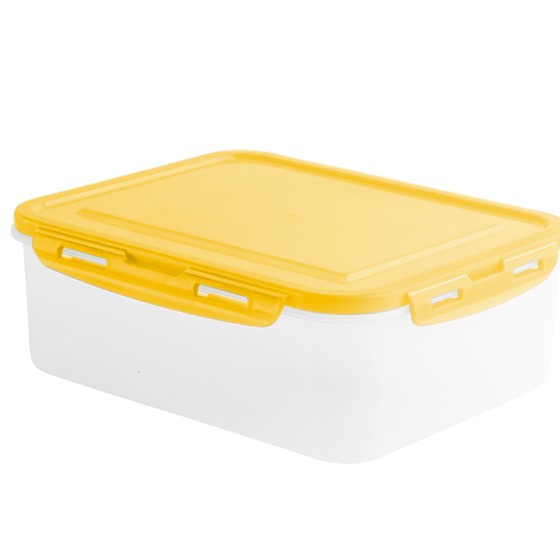 Food container- Flat Rectangular Container Clip 2000ml(74oz)(BPA FREE)Yellow lid